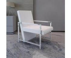 vidaXL Poltrona con Gambe Cromate Bianca in Similpelle