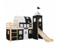 vidaXL Letto a Castello per Bambini Scivolo e Scala in Pino 97x208cm
