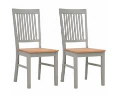 vidaXL Sedie da Pranzo 2 pz Grigie in Legno Massello di Rovere