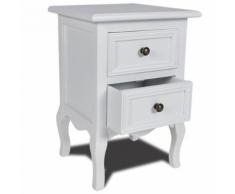 vidaXL Comodino con 2 Cassetti in MDF Bianco