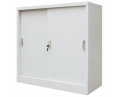 vidaXL Armadio per Ufficio Porte Scorrevoli Metallo 90x40x90 cm Grigio