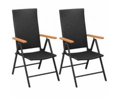vidaXL Sedie da Giardino Impilabili 2 pz in Polyrattan Nere