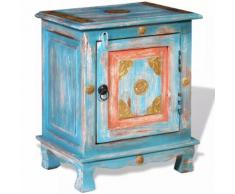vidaXL Comodino in Legno Massello di Mango Blu