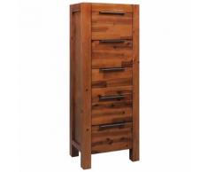 vidaXL Cassettiera in Legno Massello di Acacia 45x32x115cm