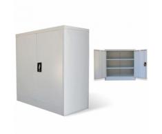 vidaXL Armadio per Ufficio a 2 Ante 90 cm Grigio in Acciaio