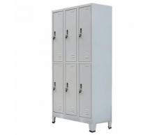 vidaXL Armadio con 6 Armadietti in Acciaio 90x45x180 cm Grigio