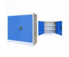 vidaXL Armadio per Ufficio in Metallo 90x40x90 cm Grigio e Blu