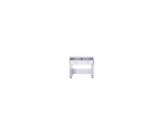Homcom Scrivania Tavolo Porta PC con due Ripiani con Ruote in Legno MDF, Bianco, 100x36x88cm