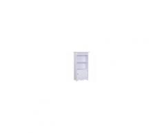 Homcom Armadietto da Terra per Bagno in Legno con Decoro Intaglio Floreale Bianco 40 x 23 x 80cm