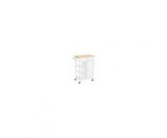 Homcom Carrello da Cucina con Cassetto Antina e 3 Ripiani Aperti in Legno Bianco 66 x 39,5 x 86,5 cm
