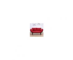 Homcom Divano Letto 2 Posti in Tessuto di Lino Rosso, 166x70x80cm