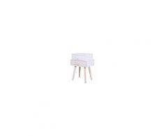 Homcom Comodino in Legno MDF con Gambe in Legno di Pino e 2 Cassetti Bianco e Rosa 42 x 30 x 57cm