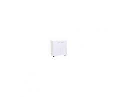 Homcom Mobile Porta TV in Legno con Ruote e 2 Ante Console Cassettiera 60x35x65cm (Bianco Violaceo)
