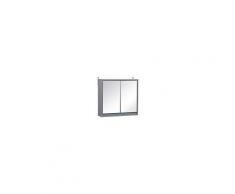 Homcom Armadietto da Bagno da Parete Doppia Porta a Vetro con Ripiano Regolabile, Grigio, 48x14.5x45cm
