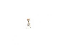 Homcom Lampada da Terra Design con Treppiede in Legno Altezza Regolabile, Beige