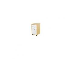 Homcom Cassettiera per Ufficio con Ruote Bianco e Legno 35 x 40 x 65.5cm