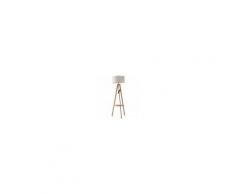 Homcom Lampada da Terra Tripode in Legno e Lino con Interruttore a Pedale, Altezza 154cm