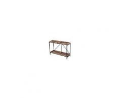 Homcom Scaffale Console in Metallo con 2 Ripiani Vassoi in Legno Stile Industrial Nero, Legno 120 x 40 x 84 cm