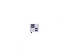 Homcom Mobile porta TV in Legno 2 Cassetti e 1 Anta, Bianco, 60x65x35cm