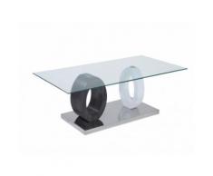 Tavolino in Vetro temperato e MDF Grigio e Bianco - AYANE