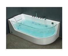 Vasca idromassaggio con vetrata ARIA - Bianco - 1 posto - 263L - 80 x 170 x 57 cm