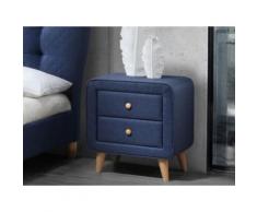 Comodino scandinavo ELIDE - 2 cassetti - Tessuto blu
