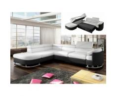 Divano letto angolare in similpelle Bianco e nero - Angolo a sinistra - MYSEN