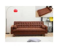 Divano letto clic clac in microfibra Marrone effetto vintage - ELEANOR