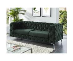 Divano chesterfield 3 posti in velluto Verde scuro - FARINO