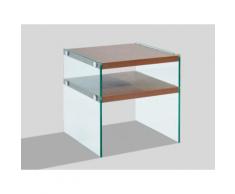 Tavolino quadrato in Vetro temperato e MDF Noce - HARRIET