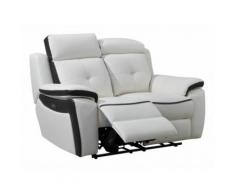 Divano 2 posti relax elettrico in pelle Bianco e antracite - ANGELIQUE