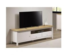 Mobile TV con 1 anta e 2 cassetti Abete Bianco e quercia - NEWPORT