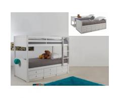 Letto a castello separabile con vani portaoggetti 90x190 cm Laccato bianco - ANCHISE
