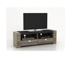 Mobile TV con 2 nicchie e 2 cassetti in MDF ripiano effetto granito - METEORITE