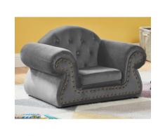 Poltrona chesterfield per bambini in velluto Grigio - ROAN