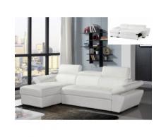 Divano letto angolare in pelle Bianco - Angolo a sinistra - JONOVA