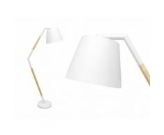 Lampada da terra stile scandinavo EXQUIS - metallo e legno - base in marmo - D80xH190 cm - Bianco