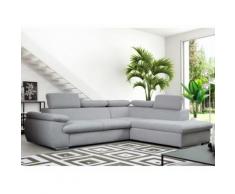 Divano letto angolare con contenitore in tessuto Grigio - Angolo a destra - FABIEN