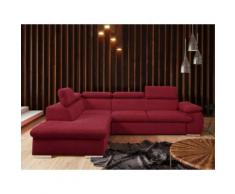 Divano letto angolare con contenitore in tessuto Rosso - Angolo a sinistra - FABIEN