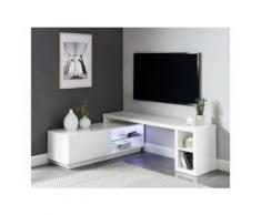 Mobile TV allungabile con LED 1 anta e 4 nicchie in MDF Bianco laccato - MALORY