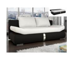 Divano letto con contenitore 2 posti in similpelle Bianco e nero - JADEN