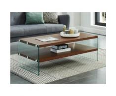 Tavolino in Vetro temperato e MDF Noce - HARRIET