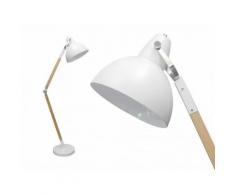 Lampada da terra PIXELIS in metallo e piede in legno chiaro H. 185 cm - Bianco