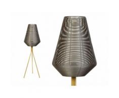 Lampada da terra treppiedi stile etnico TOUCAN - ferro - 32x32x104 cm - Colore naturale finitura stagno dorato