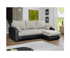 Divano letto angolare reversibile in similpelle e tessuto Grigio melange e bianco - PIANA