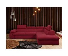 Divano letto angolare con contenitore in tessuto Rosso - Angolo a destra - FABIEN