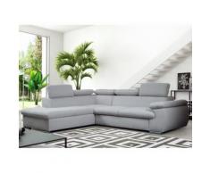 Divano letto angolare con contenitore in tessuto Grigio - Angolo a sinistra - FABIEN