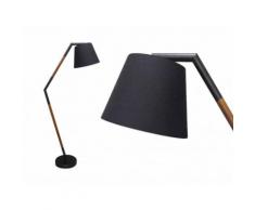 Lampada da terra stile scandinavo EXQUIS - metallo e legno - base in marmo - D80xH190 cm - Nero