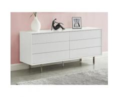 Comò 6 cassetti in MDF e metallo Bianco - CARLUTA