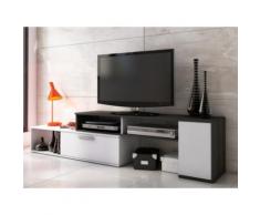 Mobile TV allungabile e modulabile 2 ante Antracite e bianco - DARYL